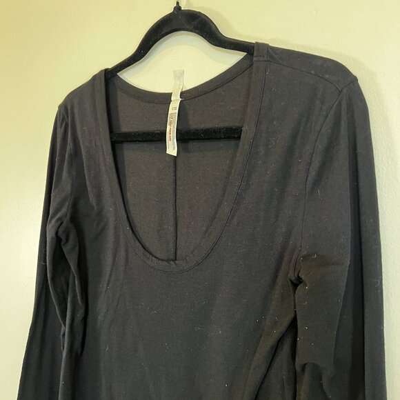 Free People Intimates Scoop Neck Long Sleeve Black Body Suit L - Picture 7 of 9